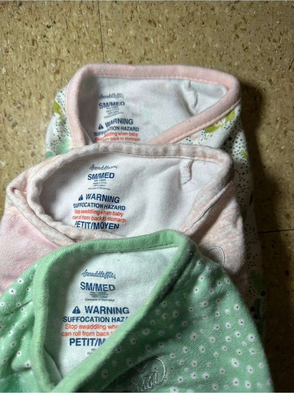 Lot Of 3 Swaddle Me Sleep Sack Baby Girl 3 Pieces Small Medium 0-3m Arm In EUC